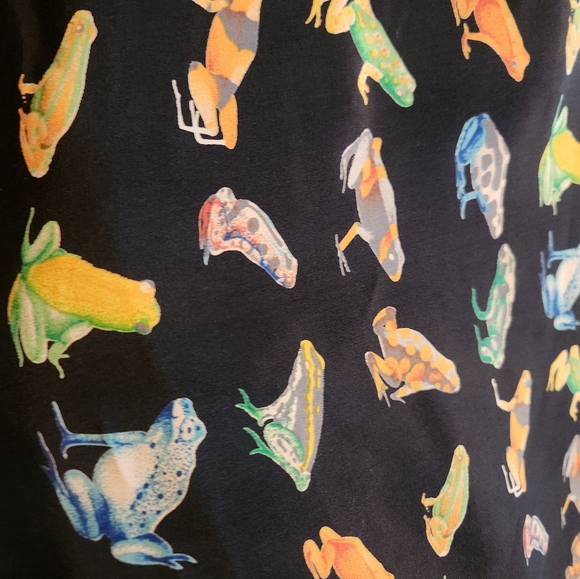 Satin Lined Rainforest Tropical Frog Midi Skirt Size Medium - Picture 3 of 6